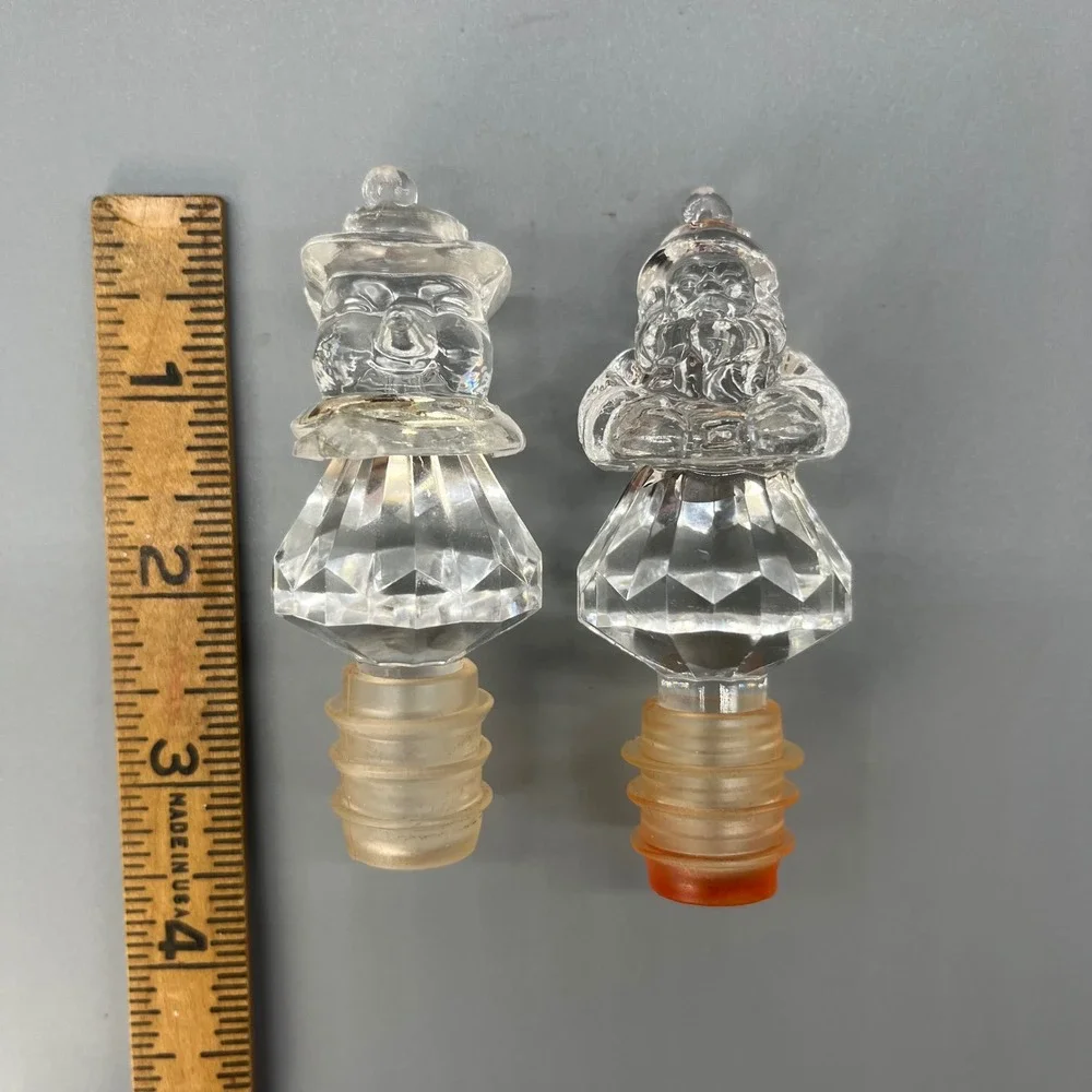 Vintage‎ Christmas Wine Bottle Stoppers - Santa & Snowman Decorative Barware Set